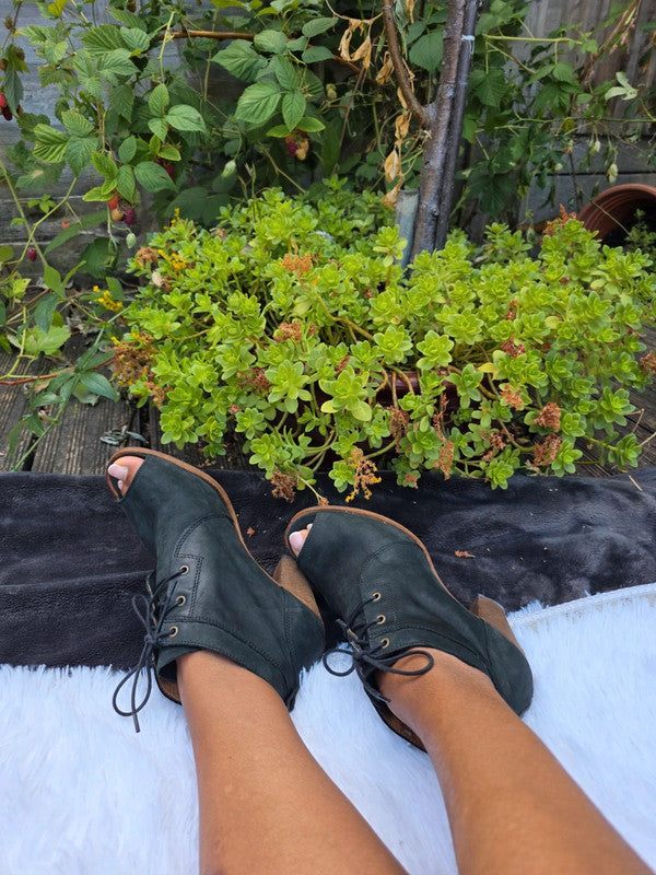 Hudson open toe leather ankle boots size 8