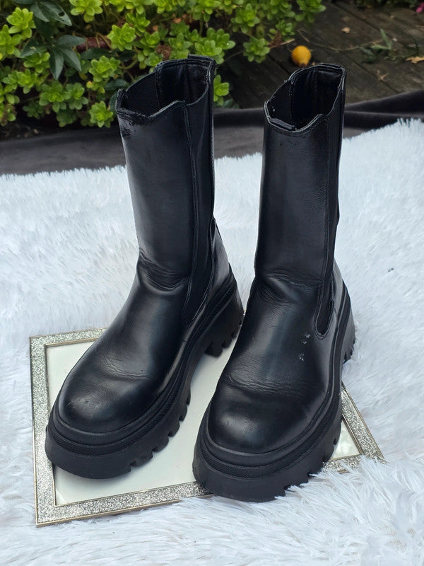 Primark combat style chunky sole mid calf boots size 6