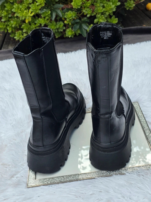 Primark combat style chunky sole mid calf boots size 6
