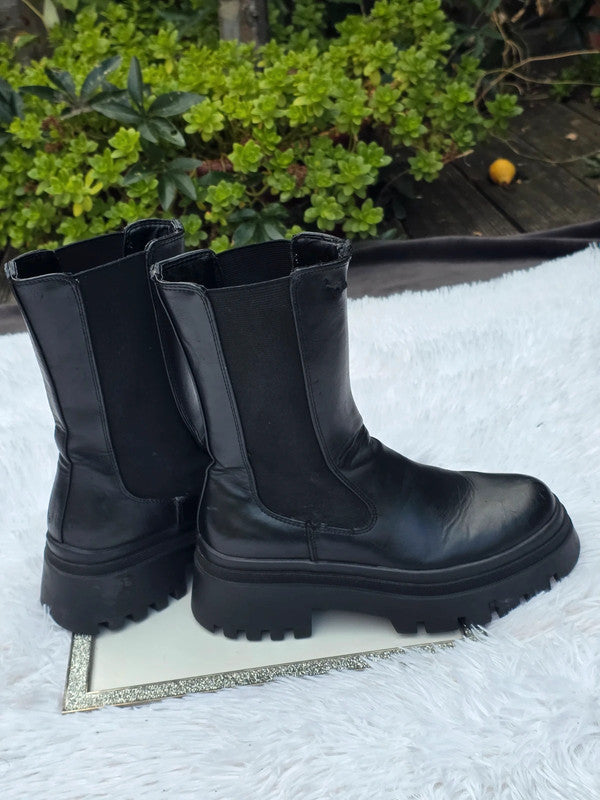 Primark combat style chunky sole mid calf boots size 6