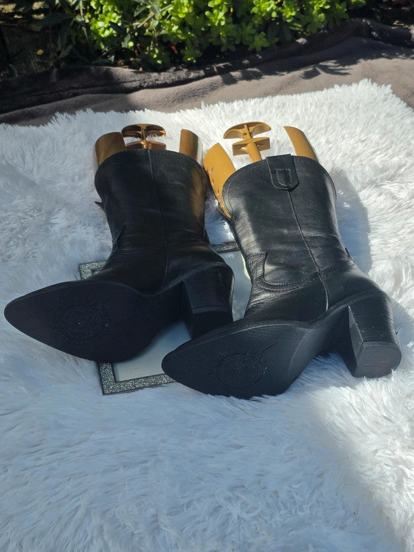 One Two Leather cowboy mid-calf boots size 6