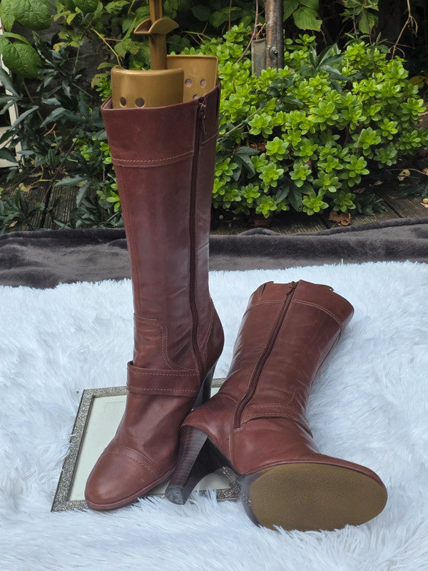 Clarks mid-calf leather boots size 7