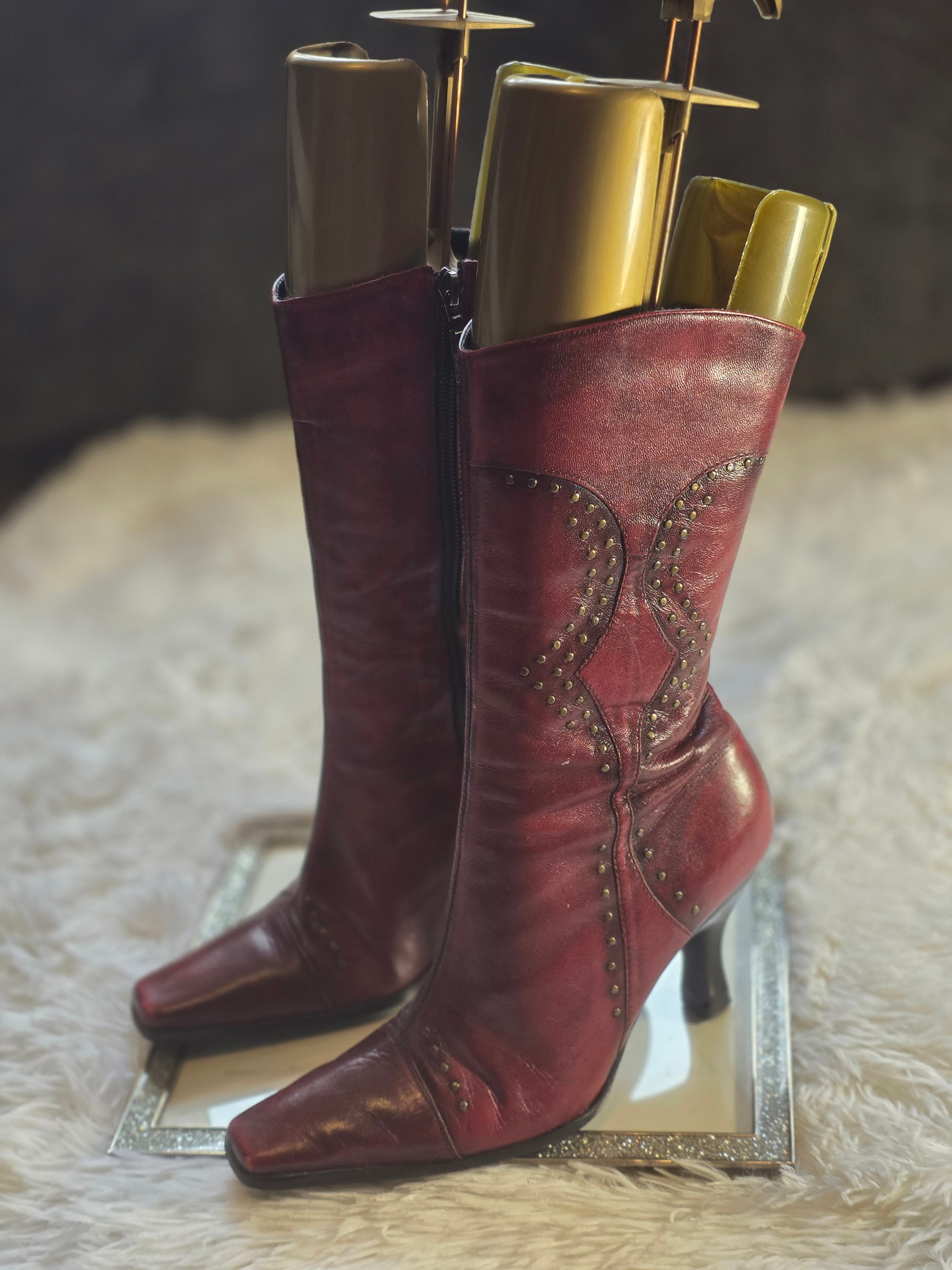 A River Island Vintage Leather Mid-Calf Boots size 5