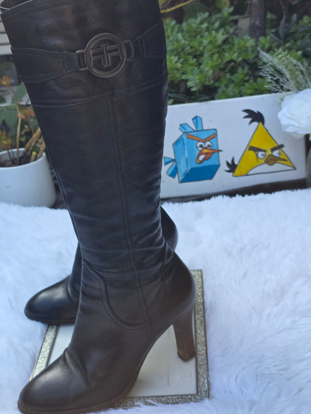 A River Island Leather Knee-High Boots size 6