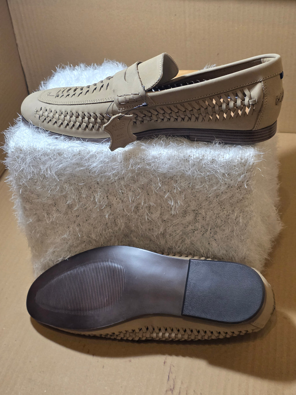 A Marks & Spencer Mens Leather Woven Loafers, new never worn, uk size 11