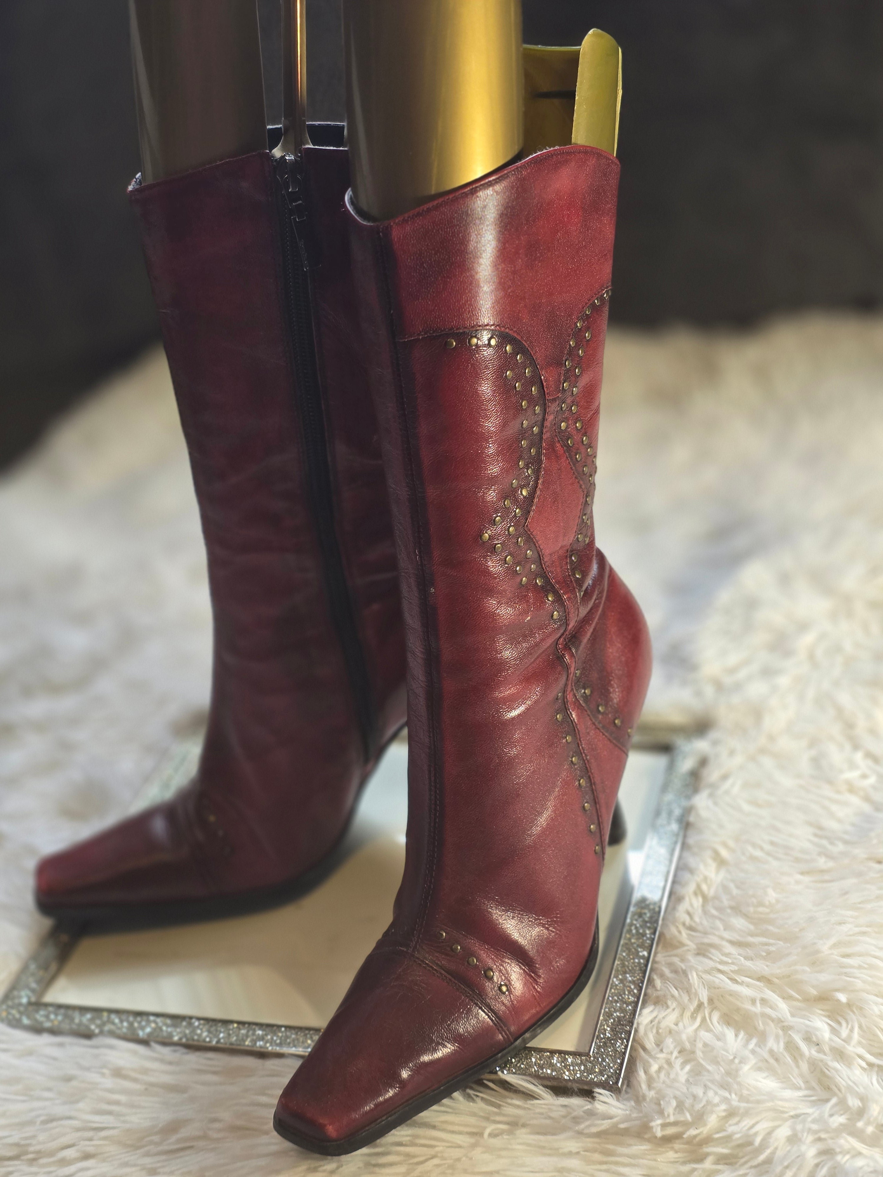 A River Island Vintage Leather Mid-Calf Boots size 5