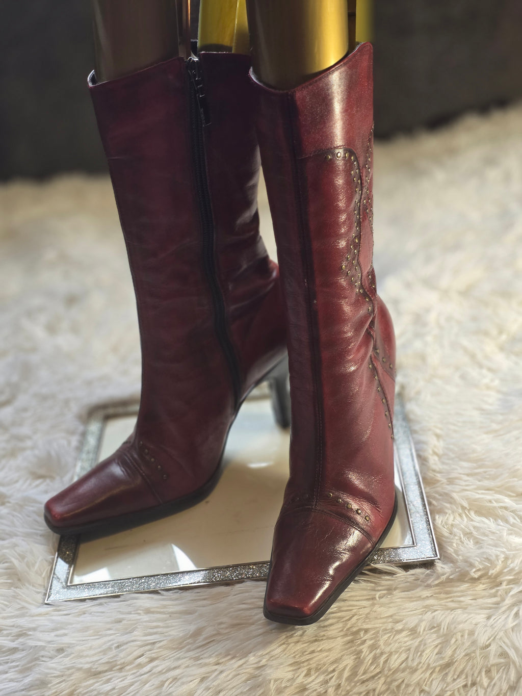 A River Island Vintage Leather Mid-Calf Boots size 5
