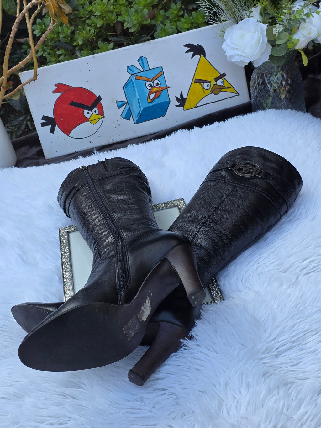 A River Island Leather Knee-High Boots size 6