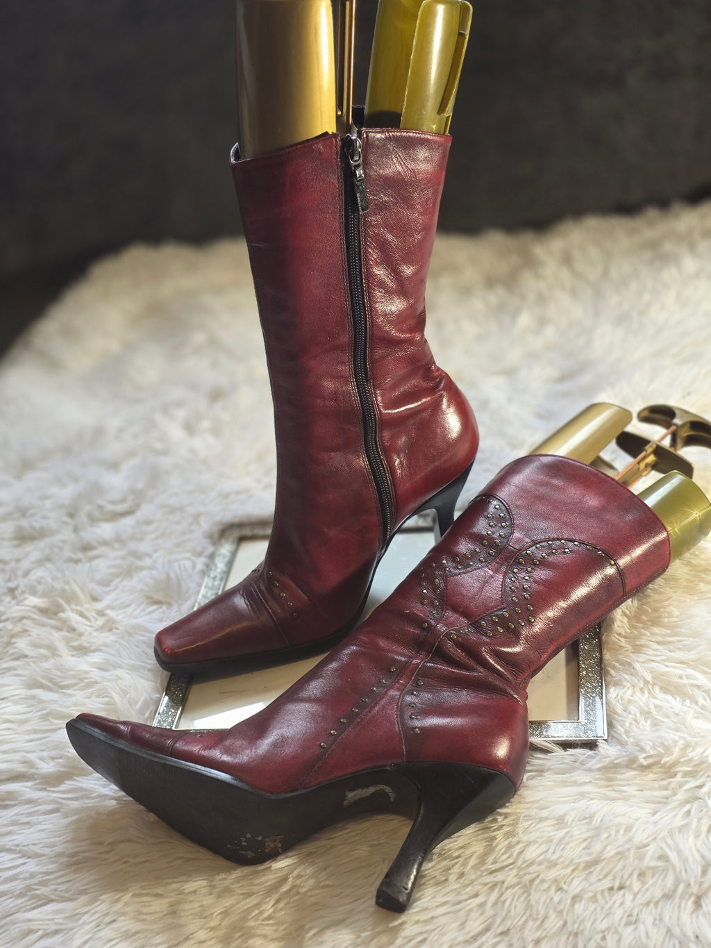 A River Island Vintage Leather Mid-Calf Boots size 5